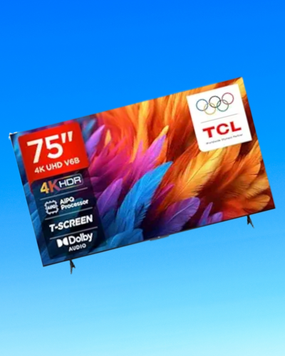 TCL 189 cm (75") Metallic Bezel-Less Series 4K Ultra HD Smart LED Google TV 75V6B (Black)